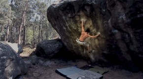 Nouvelle vidéo de Bleau avec Kevin Lopata dans « Le surplomb de la mée assis », 8b+