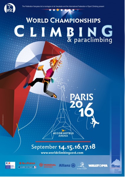 Affiche officielle des Championnats du monde d'escalade de Paris 2016